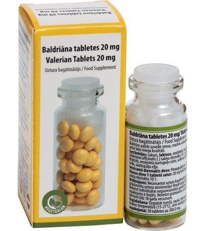Valerian tablets 20mg, N50 Valerian tablets 20mg, N50